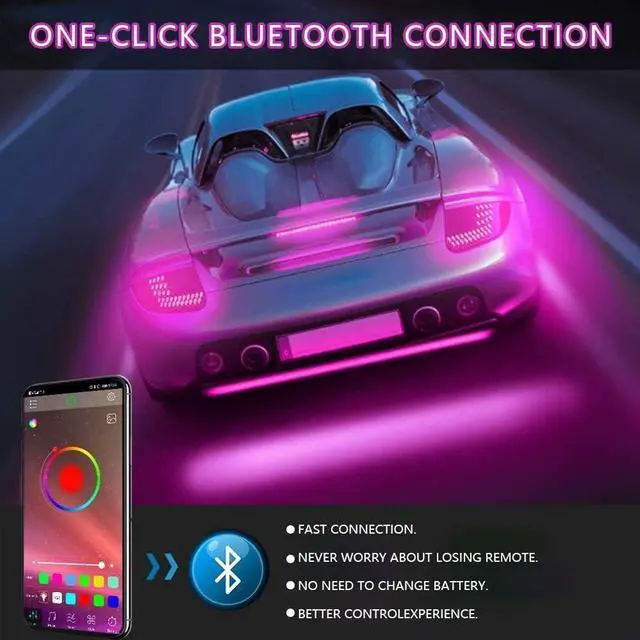 Alt view image 4 of 7 - RGB LED Car Interior Light Strips with App Controls, Footwell Lighting for Car,Interior Car Lights with DIY Music Mode,72 LEDs Car Lights