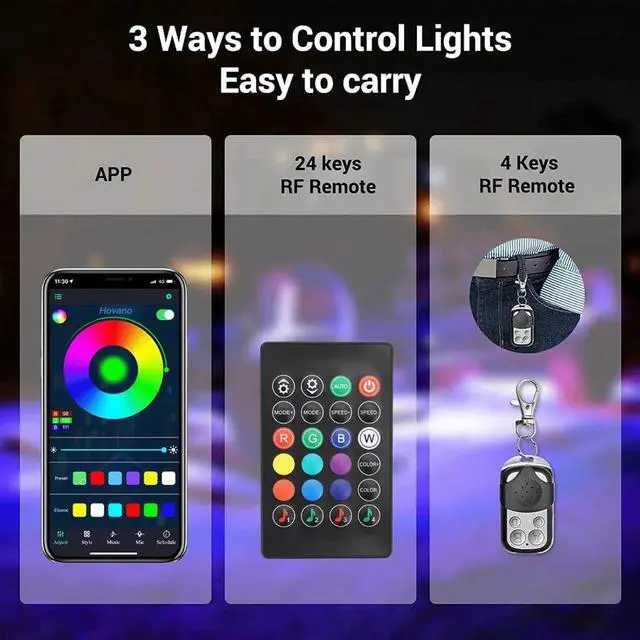 Alt view image 3 of 7 - RGB LED Rock Lights, 16 Pods Waterproof Magic-RGB Multicolor Chasing Neon Underglow Music Lighting Kit with APP/RF Control for Jeep ATV RZR UTV SUV Off Road Car (16 Pods)