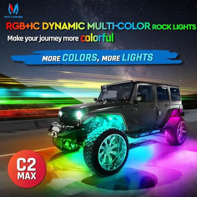 Alt view image 2 of 7 - MICTUNING C2 Max RGB+IC Chasing Color LED Rock Lights - 2 pcs (Not inlcude Controller)