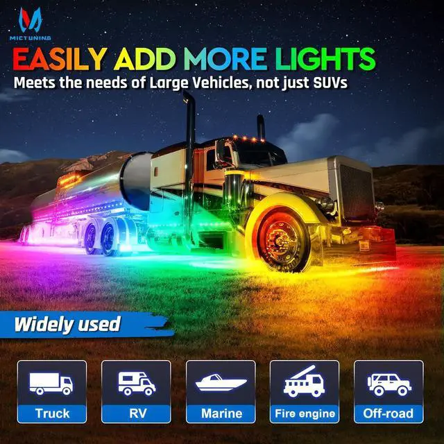 Alt view image 4 of 7 - MICTUNING C2 Max RGB+IC Chasing Color LED Rock Lights - 2 pcs (Not inlcude Controller)
