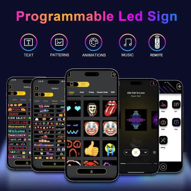 Alt view image 2 of 7 - LED Sign for Car with Bluetooth APP Control, Custom Programmable LED Sign for Taxi Driver,Business, Holidays - Scrolling Display, 7x3 Inch Flexible Matrix Panel