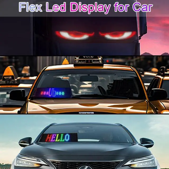 Alt view image 3 of 7 - LED Sign for Car with Bluetooth APP Control, Custom Programmable LED Sign for Taxi Driver,Business, Holidays - Scrolling Display, 7x3 Inch Flexible Matrix Panel