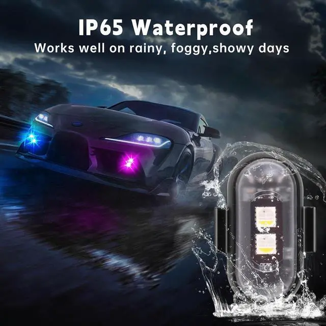 Alt view image 4 of 7 - 8PCS Wireless LED Strobe Lights with Remote Control,8 Colors Waterproof Anti-Collision USB Charing Led Warning Light, High Brightness Wireless LED Lights for Car Drone Truck Motorcycle Aircraft Bike