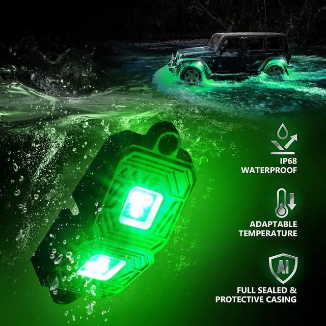 Alt view image 3 of 7 - OPT7 Photon RGB LED Magnet Rock Lights with APP & Remote Control, 8 Red Pods Wide Angle Multicolor Neon Underglow Lighting Kit with Extension Wire, IP68 Waterproof for Offroad Truck Jeep RZR ATV UTV