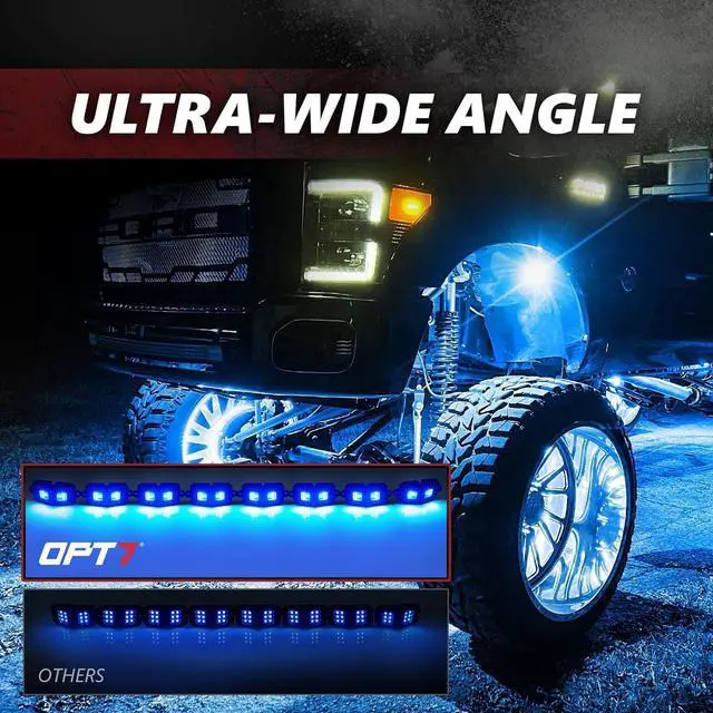 Alt view image 7 of 7 - OPT7 Photon RGB LED Magnet Rock Lights with APP & Remote Control, 8 Red Pods Wide Angle Multicolor Neon Underglow Lighting Kit with Extension Wire, IP68 Waterproof for Offroad Truck Jeep RZR ATV UTV