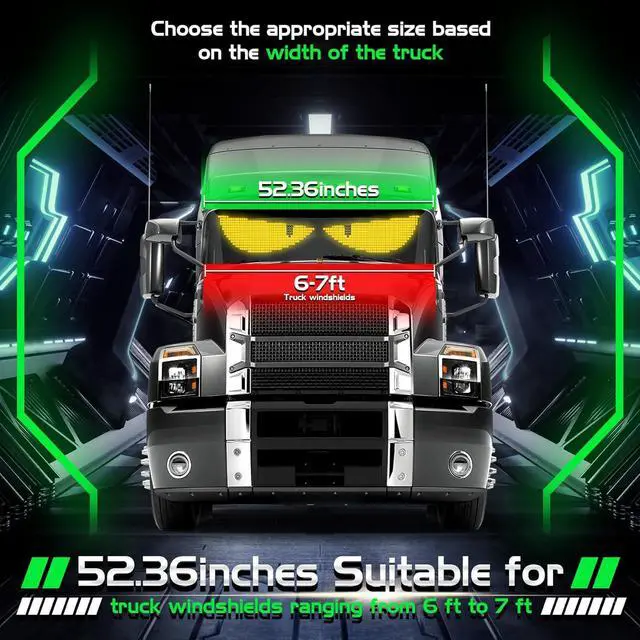 Alt view image 3 of 7 - Vanesa 52.36 * 7.56 Inch Devil Eyes Light for Windshield, Led Eyes for Truck and Car Windshield, Flexible Led Demon Eyes, Animated Eyes Led Lights for Semi Truck