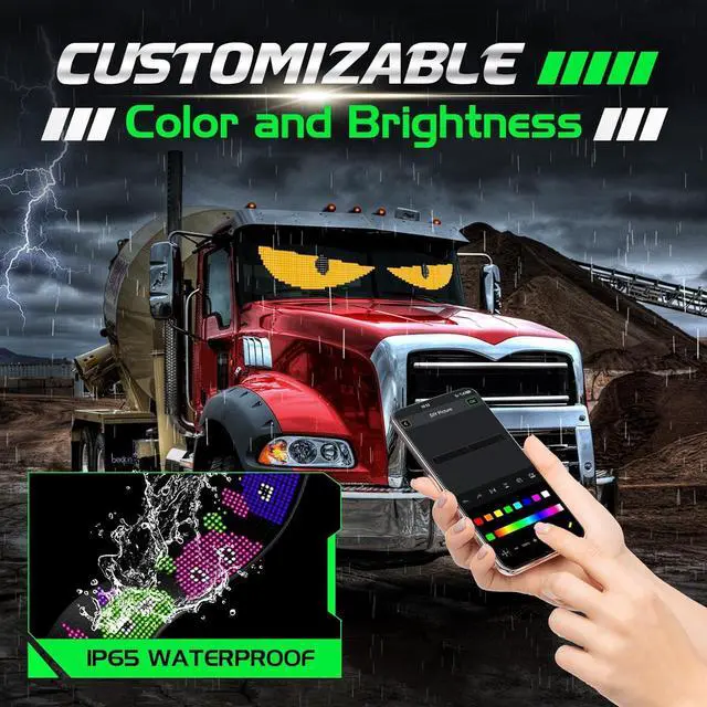 Alt view image 5 of 7 - Vanesa 52.36 * 7.56 Inch Devil Eyes Light for Windshield, Led Eyes for Truck and Car Windshield, Flexible Led Demon Eyes, Animated Eyes Led Lights for Semi Truck