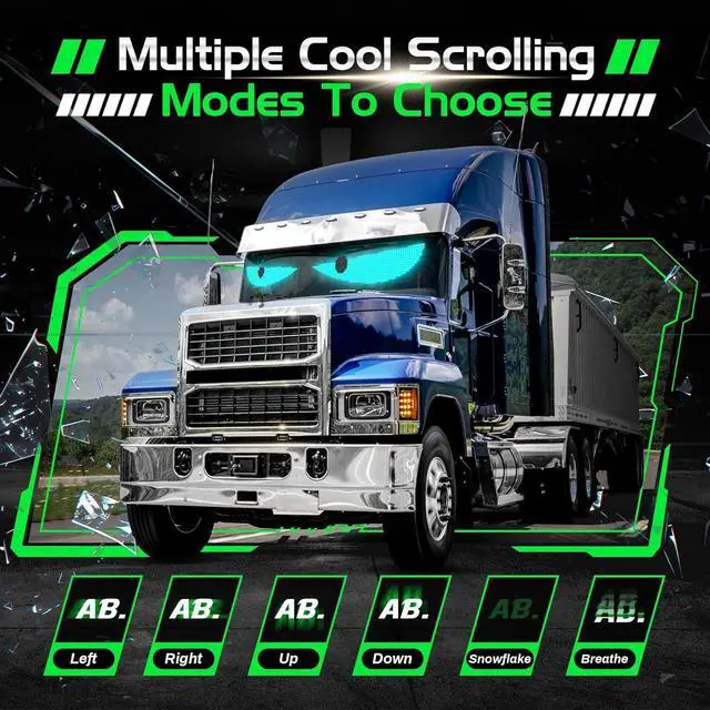 Alt view image 6 of 7 - Vanesa 52.36 * 7.56 Inch Devil Eyes Light for Windshield, Led Eyes for Truck and Car Windshield, Flexible Led Demon Eyes, Animated Eyes Led Lights for Semi Truck