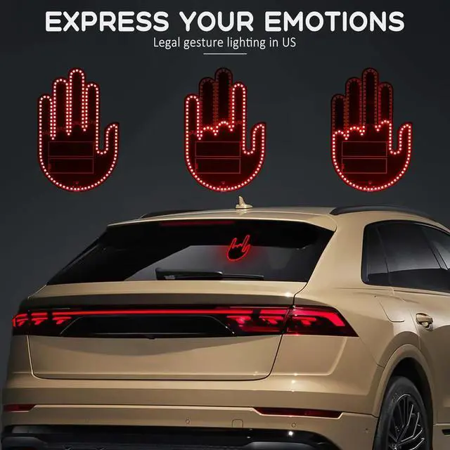 Alt view image 2 of 7 - ISUNMEA 2025 New Car Decorative Lights, Rechargeable Led Gesture Lights for SUVs, Trucks, Car Finger Light with Remote, Funny Led Window Sign Light for Car Accessories (Red)