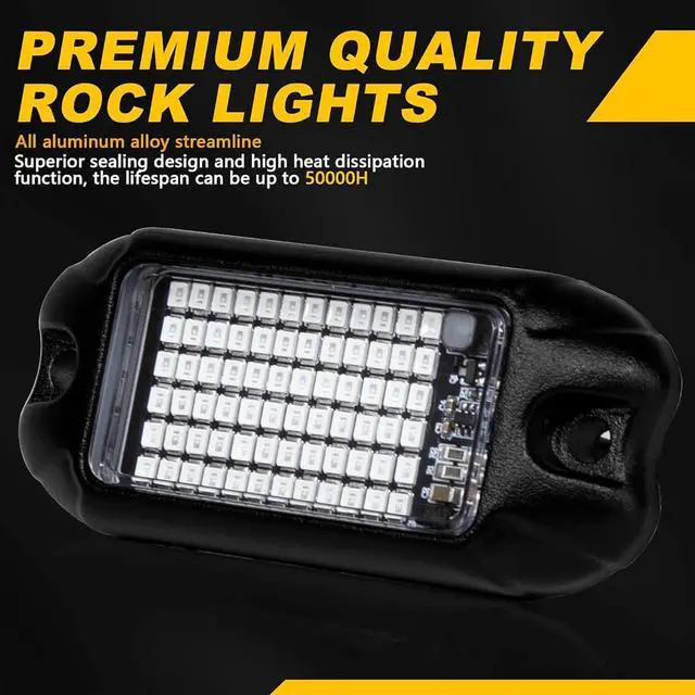 Alt view image 2 of 6 - Nicoko 4Pods Pure Blue LED Rock Lights 72w high Power Rock Lights Neon Underglow Light for Car Trucks ATV UTV SUV Boat Underbody Glow Trail Rig Light IP68 Waterproof
