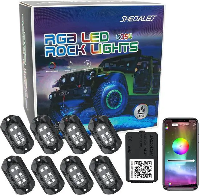 Main image of Rock Lights for Trucks, 8 Pods Underglow RGB Neon Lights with App Control, Music Mode, High Bright Waterproof IP68 Wheel Well Light, Rock Light Kit for Cars, Trucks Accessorie