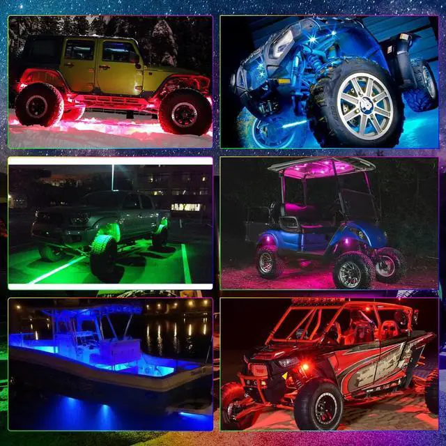Alt view image 5 of 7 - Rock Lights RGB 12 Pods, SWATOW 4x4 Multicolor Neon Rocks Kit LED Underglow Wheel Well Light with Bluetooth Controller Waterproof Bottom Rock Lights for Trucks Pickup Jeep Off Road UTV ATV Car