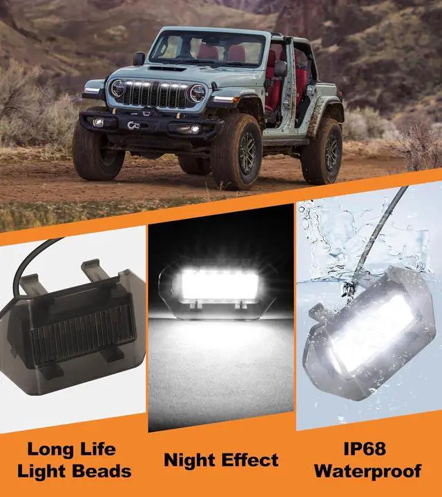 Alt view image 5 of 6 - Grill Lights for Jeep Wrangler JL JLU Front Bumper Grille LED Running Marker Lamp Accessories (White, 2024-2025)