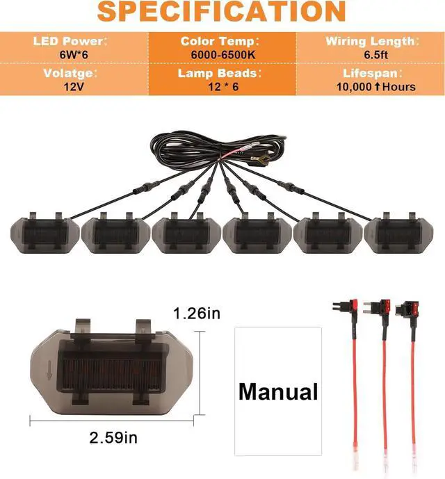 Alt view image 6 of 6 - Grill Lights for Jeep Wrangler JL JLU Front Bumper Grille LED Running Marker Lamp Accessories (White, 2024-2025)