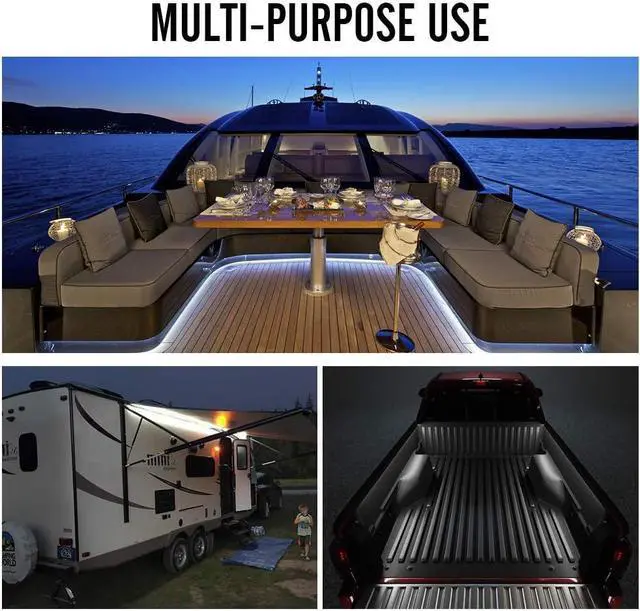 Alt view image 7 of 7 - Xprite 3PCS 60" Inch White LED Truck Bed Lights Strip Kit, Pickup Under Body Bed Decoration Lighting Bar for Cargo Trucks Vans SUV RV Boat, with On/Off Switch