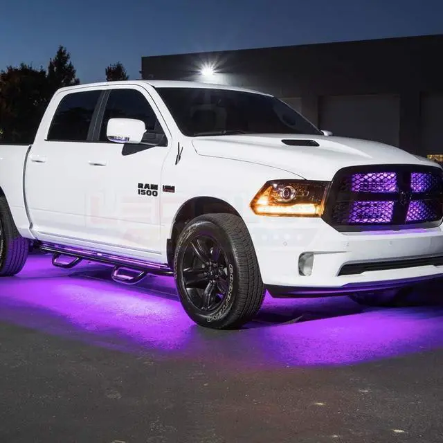 Alt view image 3 of 7 - LEDGlow 6pc Purple Flexible Truck Slimline LED Underbody Underglow Accent Neon Lighting Kit - 4 Unique Patterns - Water Resistant, Low Profile Tubes - Includes Control Box & Remote