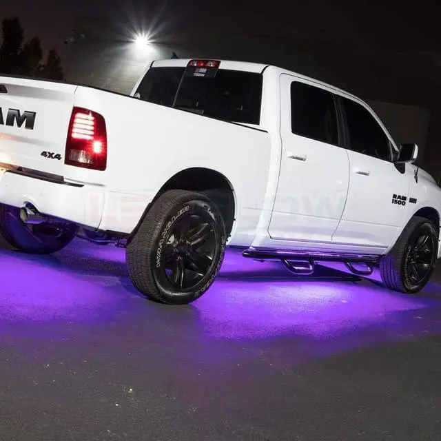Alt view image 5 of 7 - LEDGlow 6pc Purple Flexible Truck Slimline LED Underbody Underglow Accent Neon Lighting Kit - 4 Unique Patterns - Water Resistant, Low Profile Tubes - Includes Control Box & Remote