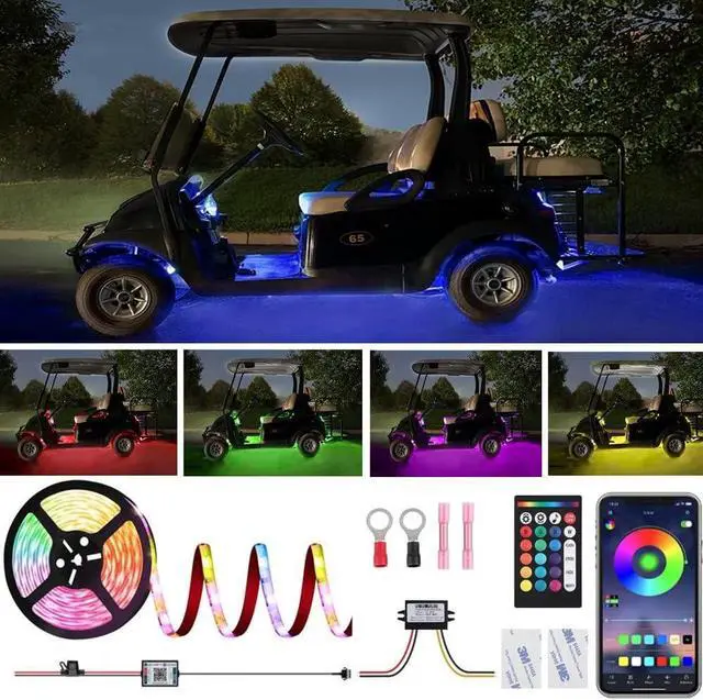 Main image of Led Lights for Golf Cart, Multi-Color Underbody Lights Waterproof Neon Accent Lighting Kit for 12V-60V EZGO Yamaha Club Car etc, Sound Active, Music Sync, Voltage Reducer Included, 16.4FT