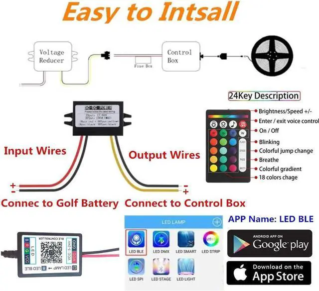 Alt view image 4 of 7 - Led Lights for Golf Cart, Multi-Color Underbody Lights Waterproof Neon Accent Lighting Kit for 12V-60V EZGO Yamaha Club Car etc, Sound Active, Music Sync, Voltage Reducer Included, 16.4FT