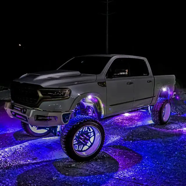 Alt view image 6 of 7 - OFFROADTOWN RGB LED Rock Lights Kit 8 pods Underglow Multicolor Neon Light Pod with Bluetooth App Control IP68 Exterior Wheel Well Light for Pickup Tundra Dodge GMC UTV Truck