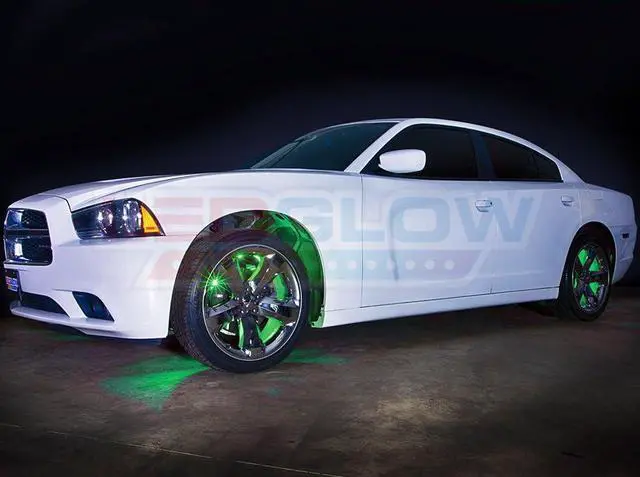 Alt view image 3 of 7 - LEDGlow 4pc Green LED Wheel Well Fender Accent Neon Lighting Kit for Cars & Trucks - 6 Patterns - Music Mode - 24" Water Resistant Flexible Tubes - Includes Control Box & Wireless Remote