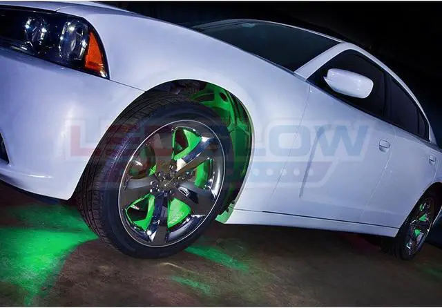 Alt view image 4 of 7 - LEDGlow 4pc Green LED Wheel Well Fender Accent Neon Lighting Kit for Cars & Trucks - 6 Patterns - Music Mode - 24" Water Resistant Flexible Tubes - Includes Control Box & Wireless Remote