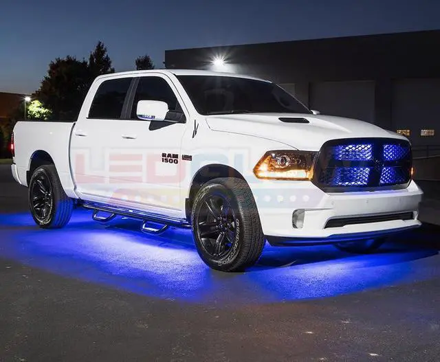 Alt view image 3 of 7 - LEDGlow 6pc Blue Flexible Truck Slimline LED Underbody Underglow Accent Neon Lighting Kit - 4 Unique Patterns - Water Resistant, Low Profile Tubes - Includes Control Box & Remote