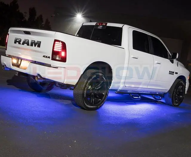 Alt view image 5 of 7 - LEDGlow 6pc Blue Flexible Truck Slimline LED Underbody Underglow Accent Neon Lighting Kit - 4 Unique Patterns - Water Resistant, Low Profile Tubes - Includes Control Box & Remote