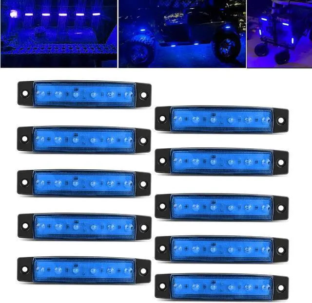 Main image of 10 Pcs Blue LED Rock Strip Lights,Wheel Well Underglow Lighting Kits,Car Rock Lights Exterior Side Marker Lights for Wrangler Truck Golf Cart RV RV SUV Offroad