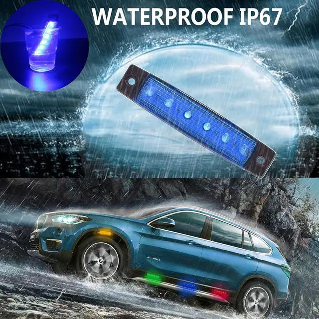 Alt view image 3 of 6 - 10 Pcs Blue LED Rock Strip Lights,Wheel Well Underglow Lighting Kits,Car Rock Lights Exterior Side Marker Lights for Wrangler Truck Golf Cart RV RV SUV Offroad
