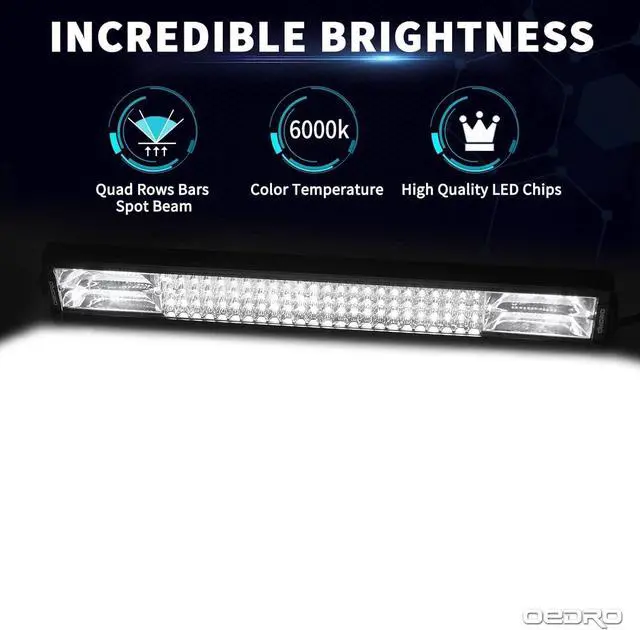 Alt view image 2 of 7 - OEDRO 22 Inch LED Light Bar Spot Flood Combo Quad-Rows Led Lights Work Lights IP68 Grade Off Road Light 12V 24V Fit for Pickup SUV 4WD 4X4 ATV UTE Truck Tractor
