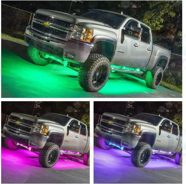 Alt view image 3 of 7 - LEDGlow 6pc Bluetooth Million Color Truck LED Underbody Underglow Accent Lighting Kit - Smartphone App - Courtesy Lights - Create Any Color - Water Resistant - Control Box