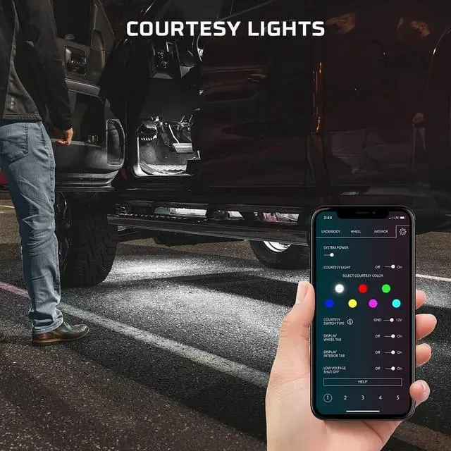 Alt view image 6 of 7 - LEDGlow 6pc Bluetooth Million Color Truck LED Underbody Underglow Accent Lighting Kit - Smartphone App - Courtesy Lights - Create Any Color - Water Resistant - Control Box