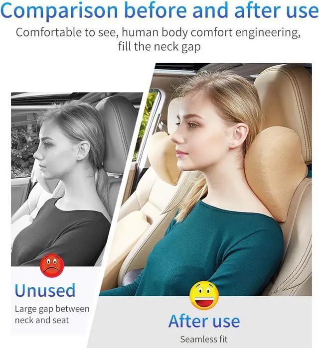 Alt view image 3 of 7 - Car Neck Pillow - Memory Foam Cervical Relief Cushion, Headrest Support for Pain, Black