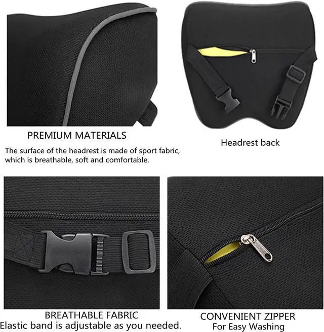 Alt view image 2 of 7 - Car Seat Neck Pillow, Headrest Cushion Relieve Neck Pain for & Muscle Tension,100% Memory Foam Neck Support Head Pillow for Ergonomic Design