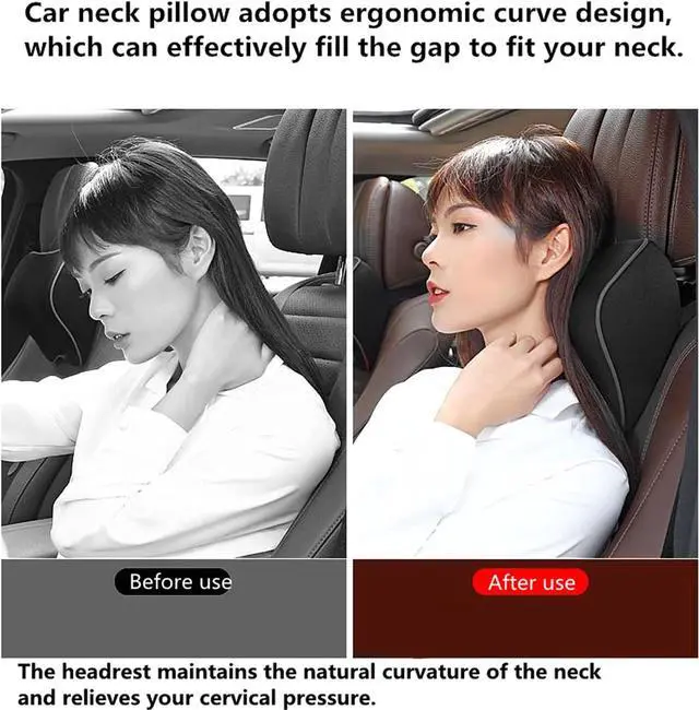 Alt view image 3 of 7 - Car Seat Neck Pillow, Headrest Cushion Relieve Neck Pain for & Muscle Tension,100% Memory Foam Neck Support Head Pillow for Ergonomic Design