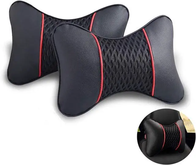 Main image of Car Neck Pillow 2 PCS,Universal Soft Breathable Leather Car Neck Pillow Comfortable Head Neck Rest Support Cervical Pillow for Travel Car Seat Driving & Home
