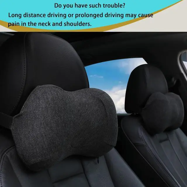Alt view image 6 of 6 - Car Neck Pillow, 2pcs Memory Foam Ergonomic Neck Pillow and Seat Headrest for Driving Fatigue Relief, Comfort and Support Your Neck