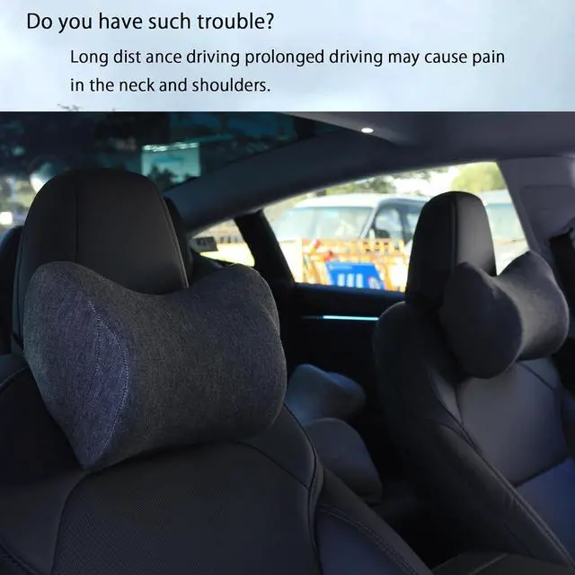 Alt view image 6 of 6 - Car Neck Pillow for Driving Gaming Chair Neck Pillow with Adjustable Strap and Removable Cover, Memory Foam Headrest Pillow for Chairs, Ergonomic Design, 2 Pack