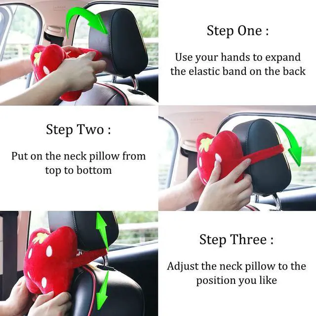 Alt view image 6 of 7 - Sexysamba Car Headrest Pillow,Cartoon Neck Pillow for Car,Comfortable Soft Seat Pillow for Driving,Head Rest Cushion,Cute Neck Pillow for Travelling and Home 2Pcs (Pink)