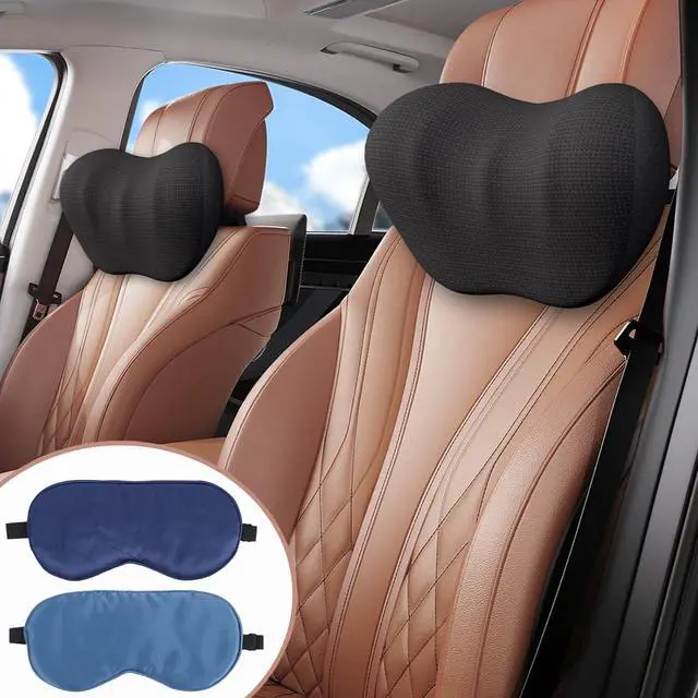 Main image of 2 Pack Car Headrest Pillow, Comfy Head Rest Pillow for Car, 100% Memory Foam Car Neck Pillow for Driving - Universal Fit Travel Car Pillow for Pain Relief While Driving(Comes with 2 Eye Masks)