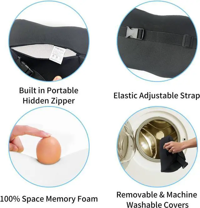 Alt view image 3 of 7 - 2 Pack Car Headrest Pillow, Comfy Head Rest Pillow for Car, 100% Memory Foam Car Neck Pillow for Driving - Universal Fit Travel Car Pillow for Pain Relief While Driving(Comes with 2 Eye Masks)