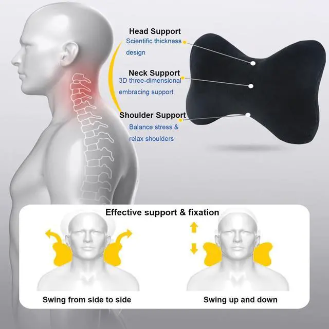 Alt view image 3 of 7 - Car Headrest Pillow (2 Pieces),Car Memory Foam Neck Pillow, Neck Support Pillow for Car Seat for Car, Travel, Home & Office,Relieve Fatigue, Comfort & Breathability