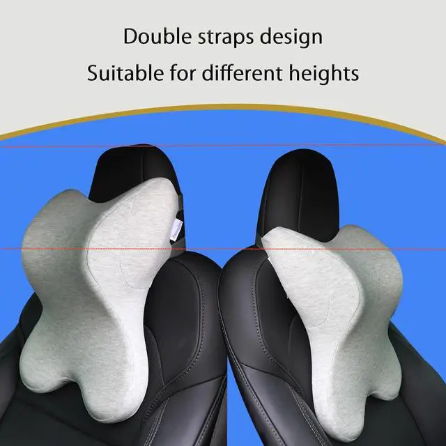 Alt view image 4 of 6 - Car Neck Pillow for Driving Gaming Chair Headrest Pillow Office Chair Neck Pillow Ergonomic Design Double Straps Design Suitable for Different Heights