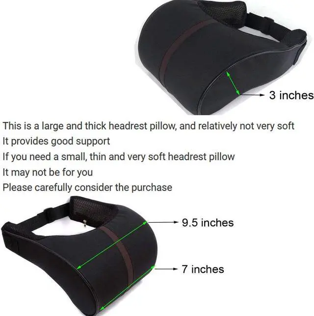 Alt view image 4 of 6 - Car Seat Neck Support Pillow,PU Soft Leather + Memory Foam,Head Support Pillow Cushion Pad for Driving Headrest Relax,with Adjustable Strap