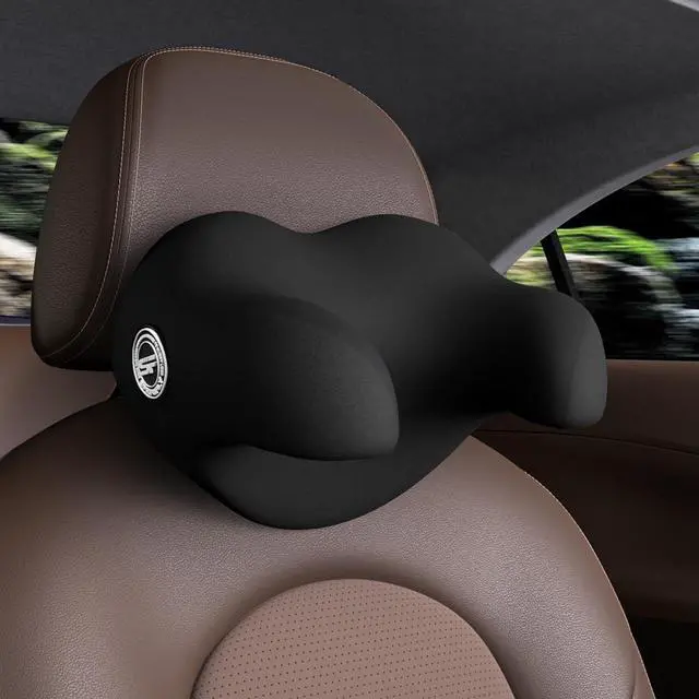Main image of SPRFUFLY U-Shaped Car Headrest Pillow for Sleeping, 100% Memory Foam Car Pillow with Breathable Removable Cover, Ergonomic Design - Ideal Car Companion for Naps & Neck Pain Relief (Black, 1PC)