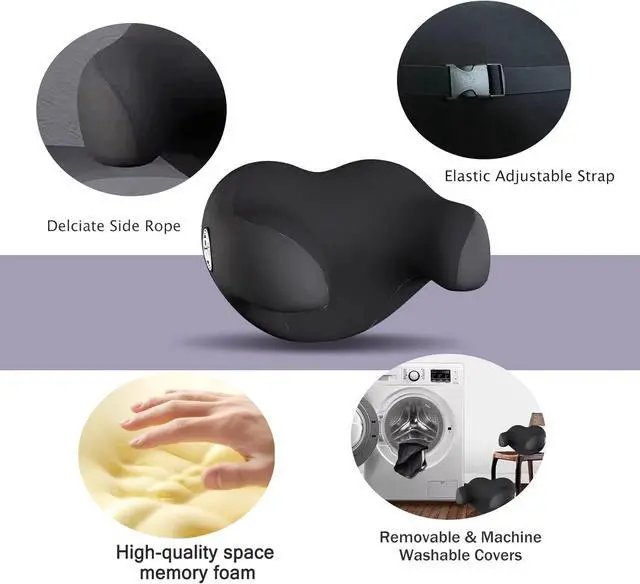 Alt view image 2 of 7 - SPRFUFLY U-Shaped Car Headrest Pillow for Sleeping, 100% Memory Foam Car Pillow with Breathable Removable Cover, Ergonomic Design - Ideal Car Companion for Naps & Neck Pain Relief (Black, 1PC)