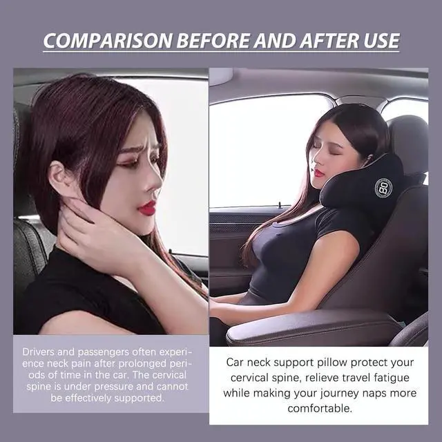 Alt view image 4 of 7 - SPRFUFLY U-Shaped Car Headrest Pillow for Sleeping, 100% Memory Foam Car Pillow with Breathable Removable Cover, Ergonomic Design - Ideal Car Companion for Naps & Neck Pain Relief (Black, 1PC)
