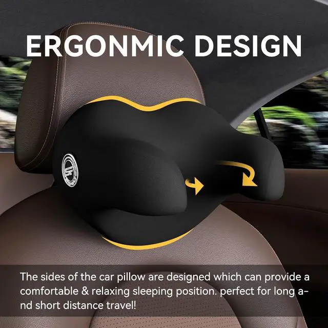 Alt view image 5 of 7 - SPRFUFLY U-Shaped Car Headrest Pillow for Sleeping, 100% Memory Foam Car Pillow with Breathable Removable Cover, Ergonomic Design - Ideal Car Companion for Naps & Neck Pain Relief (Black, 1PC)