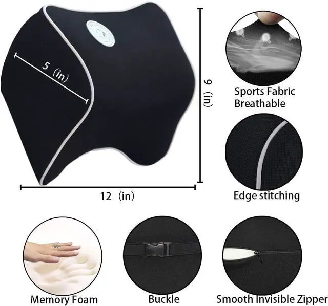 Alt view image 4 of 6 - 2 Pack Car Neck Pillow, Neck Pain Relief Pillow for car, 100% Soft Memory Foam, Neck Support Car Pillow for Cervical Pain Relief, Ergonomic Design, Adjustable Strap(Black)